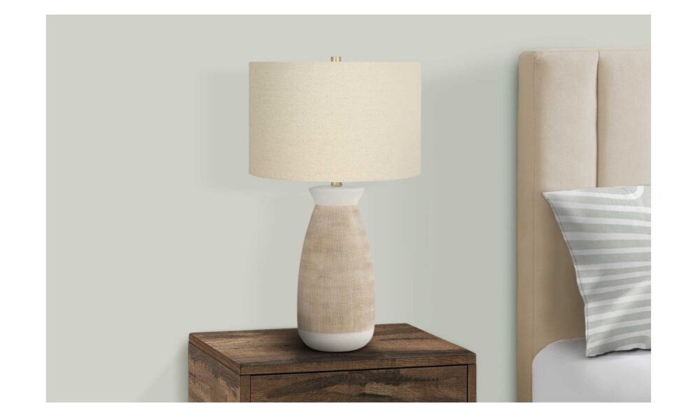27" Cream Ceramic Table Lamp (I 9724) - Image 2
