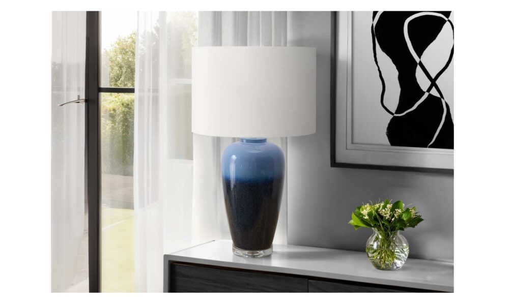 29" Blue Ceramic Table Lamp (I 9947)