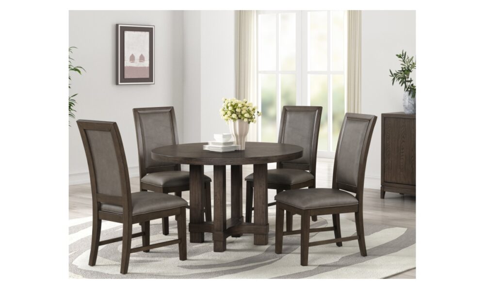 *5 Piece Cityscape Round Dining Set - Walnut
