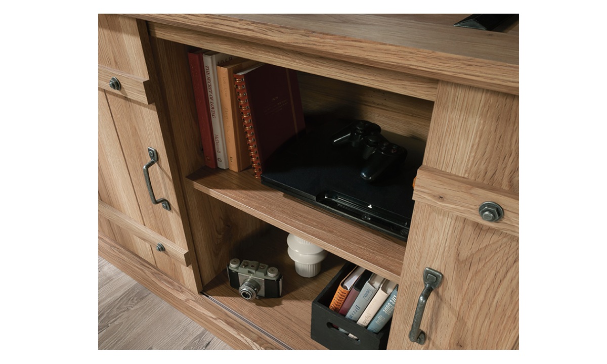 TV Credenza with Sliding Doors - Timber Oak (435104) - Image 9