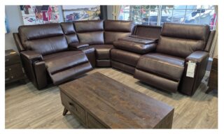 **Victoria Power Reclining Sectional - Brazil Red Brown