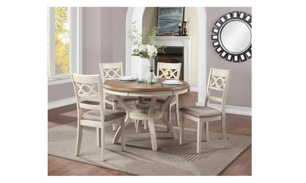 *5 Piece Cori Round Dining Set - Bisque/Brown