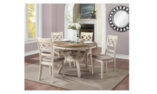 *5 Piece Cori Round Dining Set - Bisque/Brown