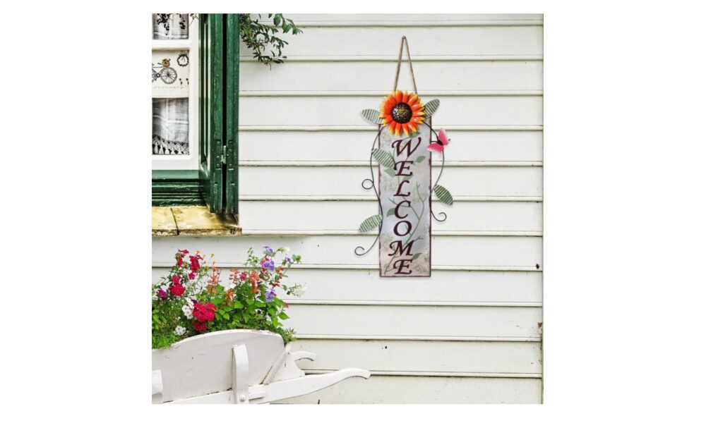 Welcome Sign w/Sunflower Metal Art (AHF85092) - Image 2