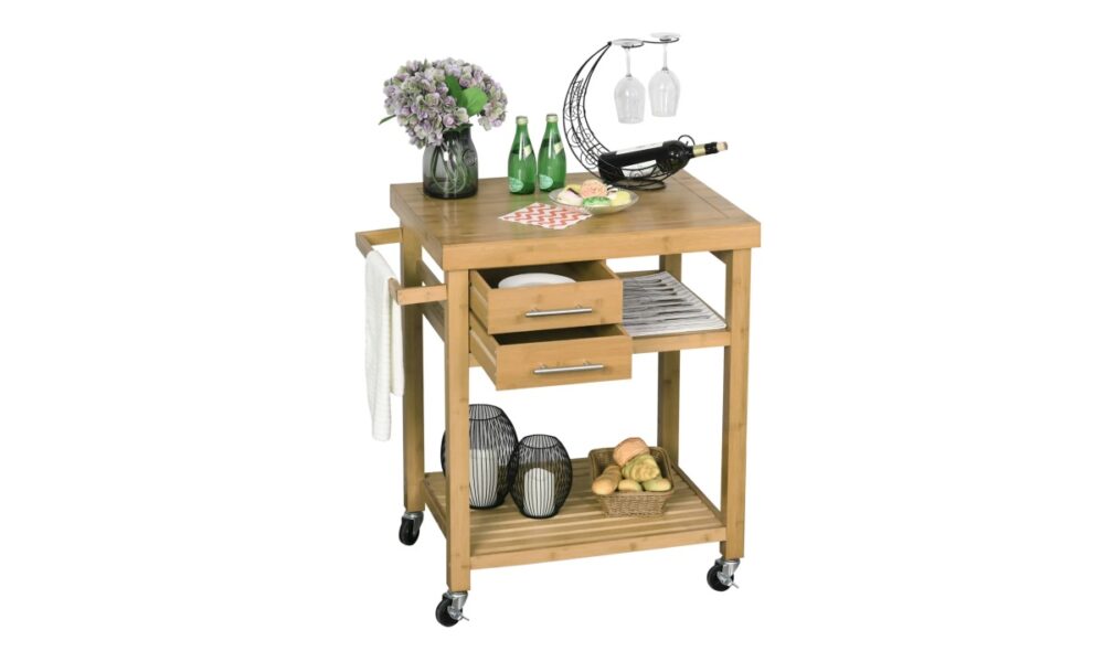 Rolling Kitchen Cart - Bamboo - Image 4