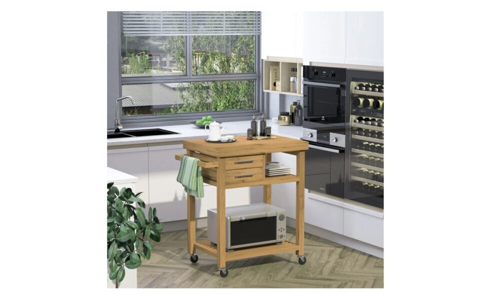 Rolling Kitchen Cart - Bamboo - Image 2