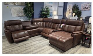 *Brielle Power Reclining Sectional w/RAF Chaise - Softee Walnut