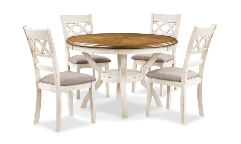*5 Piece Cori Round Dining Set - Bisque/Brown - Image 2