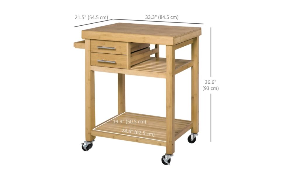 Rolling Kitchen Cart - Bamboo - Image 8