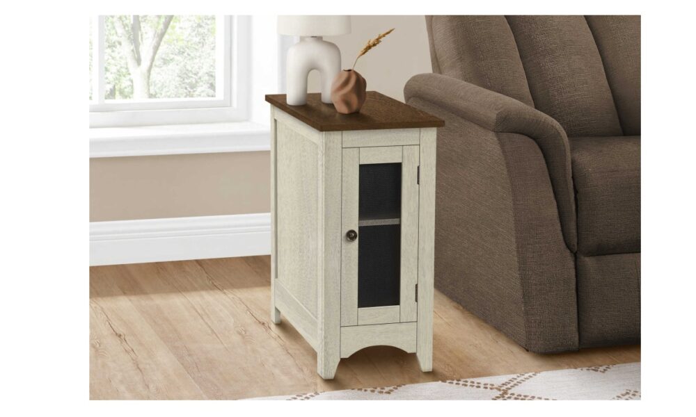 Antique White/Espresso End Table (I 3966)