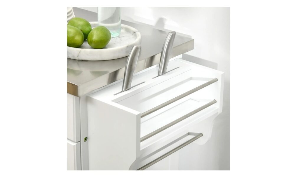 Rolling Kitchen Cart w/Stainless Steel - White - Image 6