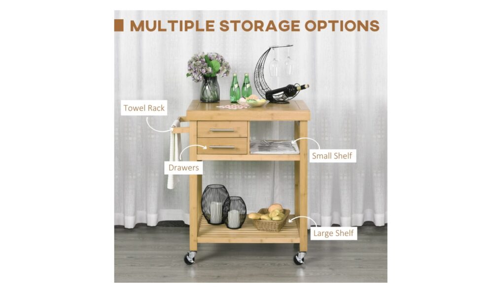Rolling Kitchen Cart - Bamboo - Image 3