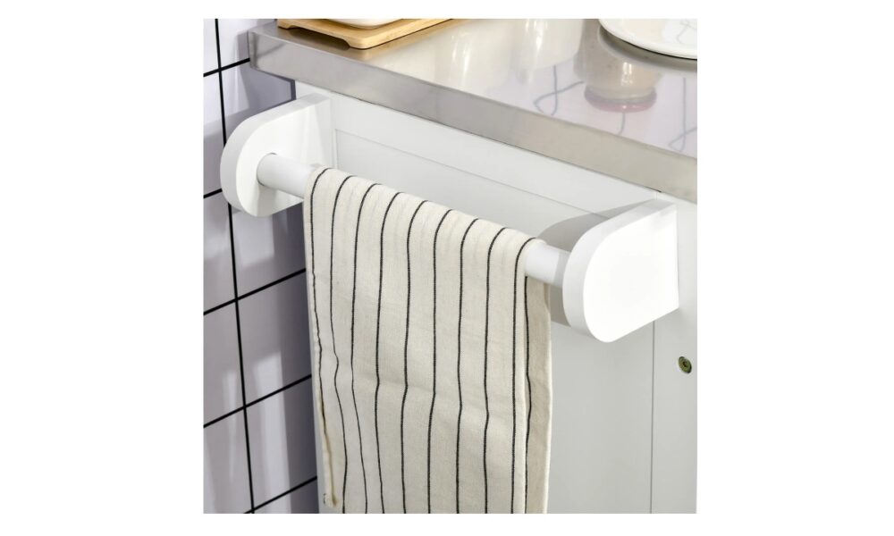 Rolling Kitchen Cart w/Stainless Steel - White - Image 4