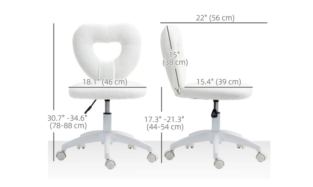 Teddy Fleece Heart Makeup Vanity Chair - Image 6