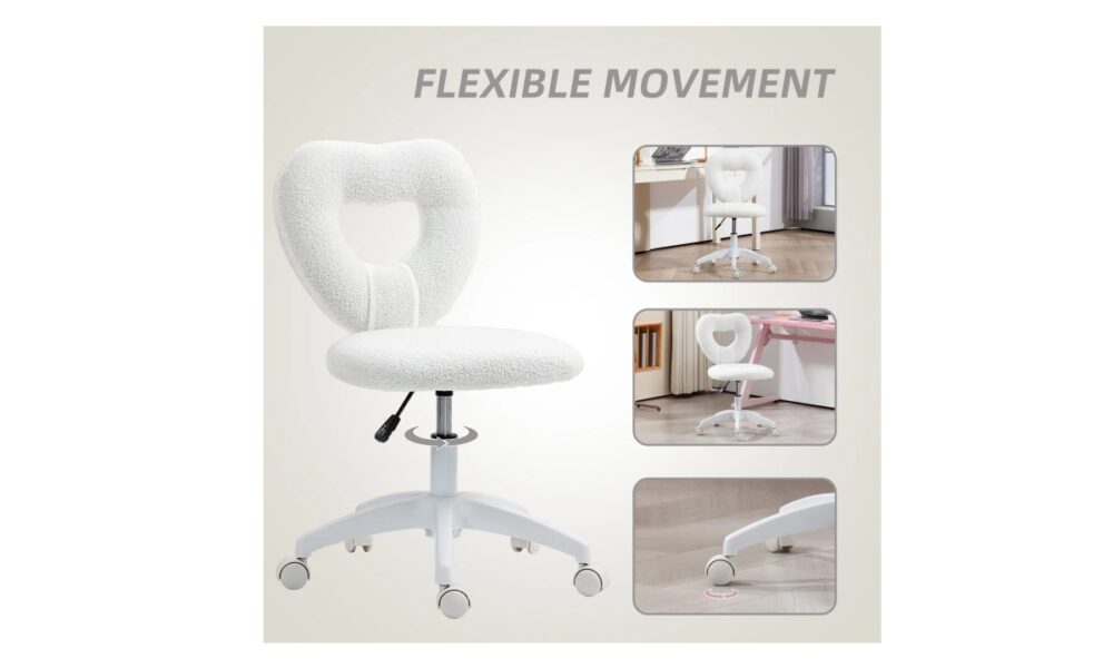 Teddy Fleece Heart Makeup Vanity Chair - Image 5