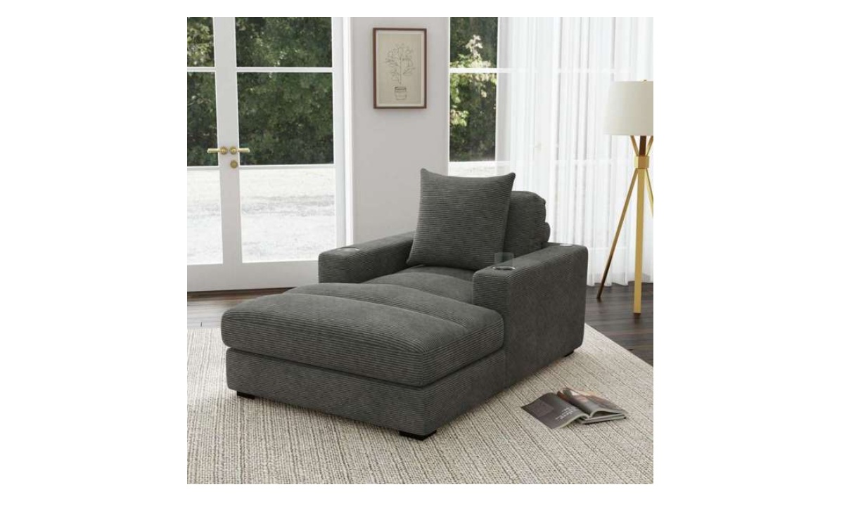 *Arizona Chaise - Steno Charcoal