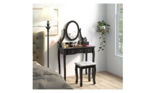 Makeup Vanity with Stool - Black