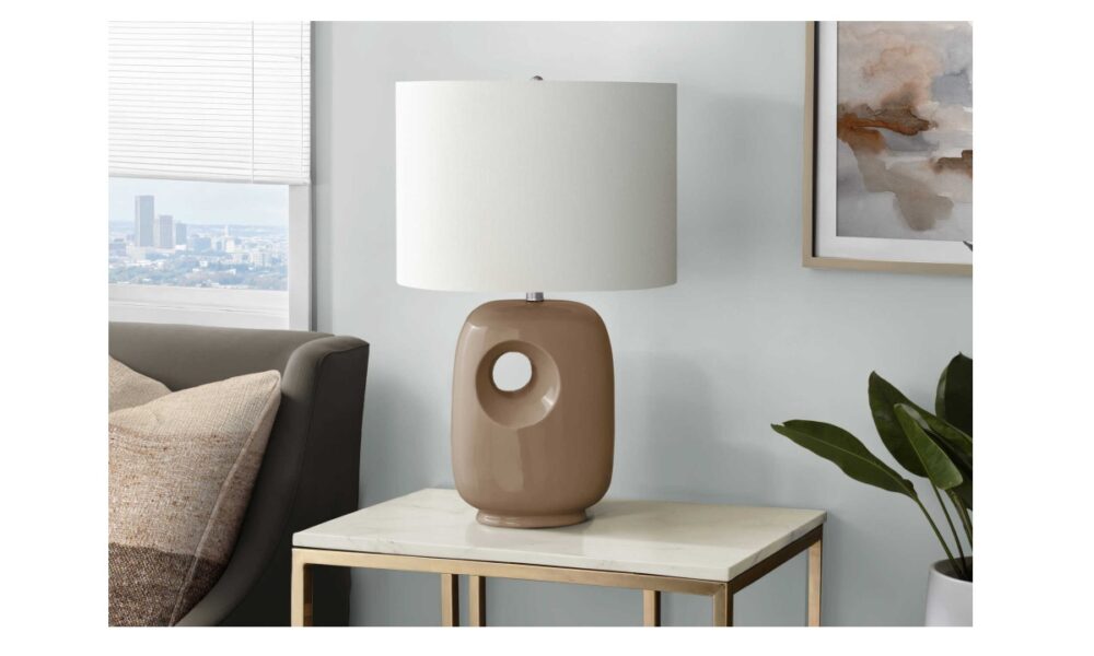 26"H Table Lamp Brown Ceramic  (I 9676)
