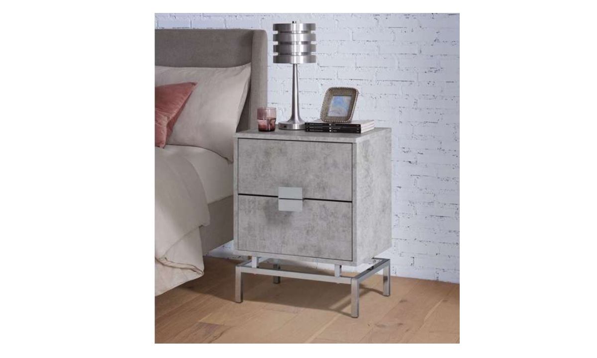 Lola Accent Nightstand - Cement/Chrome