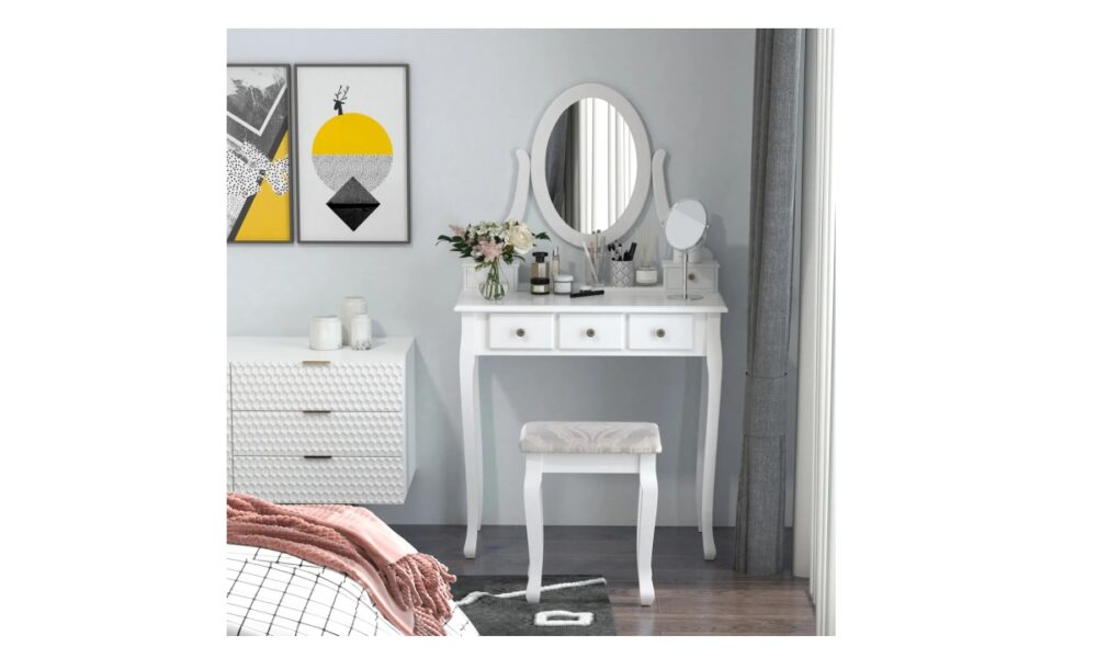 Makeup Vanity with Stool - White