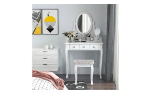 Makeup Vanity with Stool - White