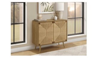 Seagrass Look Storage Cabinet - Light Walnut (I2729)