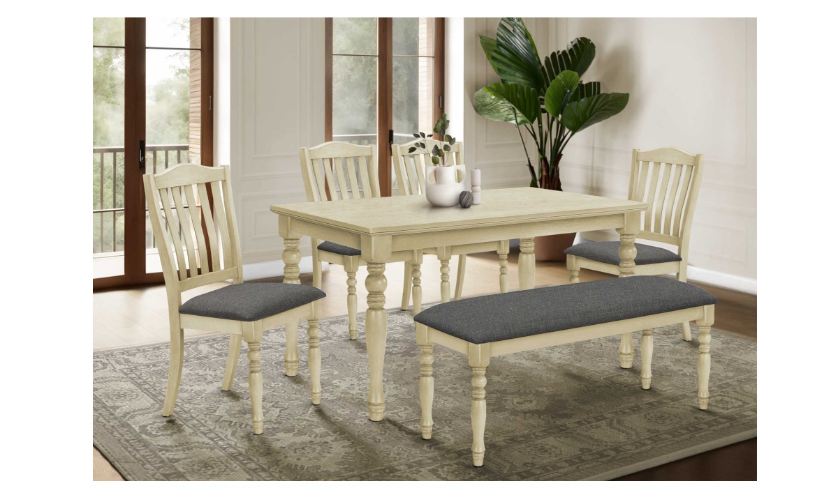 *6 Piece Dining Set - Antique Grey (I 1390)