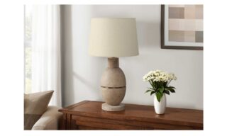25" Beige Resin Table Lamp (I 9886)