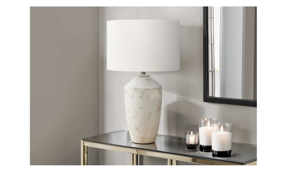 25" Ivory Concrete Table Lamp (I 9892)