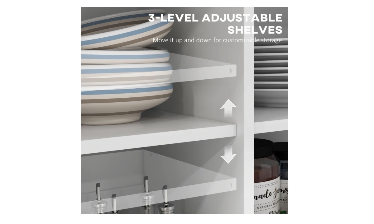 Farmhouse Rolling Kitchen Island - White w/Rubberwood Top - Image 5