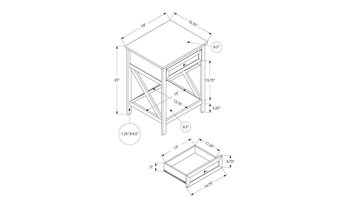 Antique Grey End Table (I 3985) - Image 8