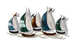 Multicoloured Sailboats Wall Decor (FZL37492)