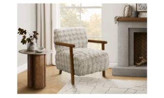 Accent Chair - Lt Grey Faux Fur/Walnut Wood (I 8344)