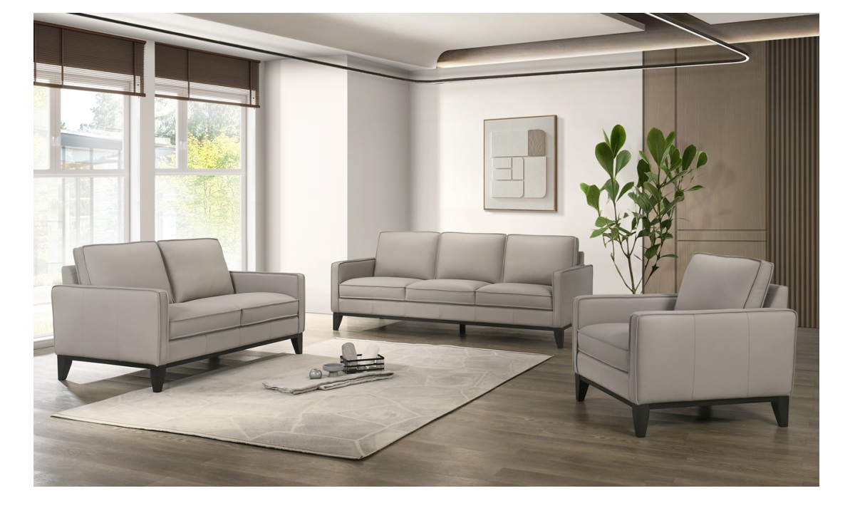 Aaron Leather Sofa - Mist Gray - Image 2