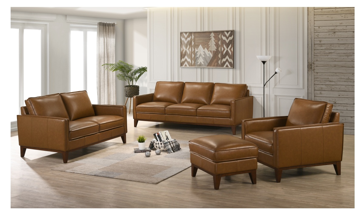 Caspar Leather Sofa - Caramel - Image 2
