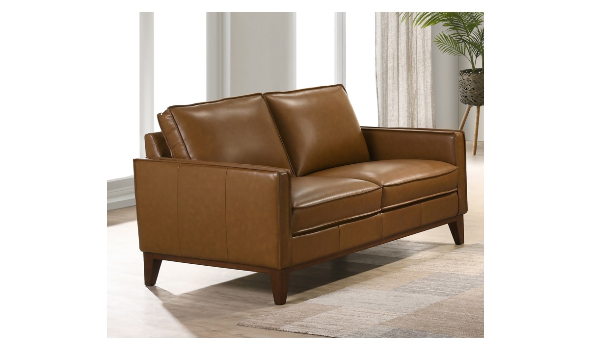 Caspar Leather Loveseat - Caramel