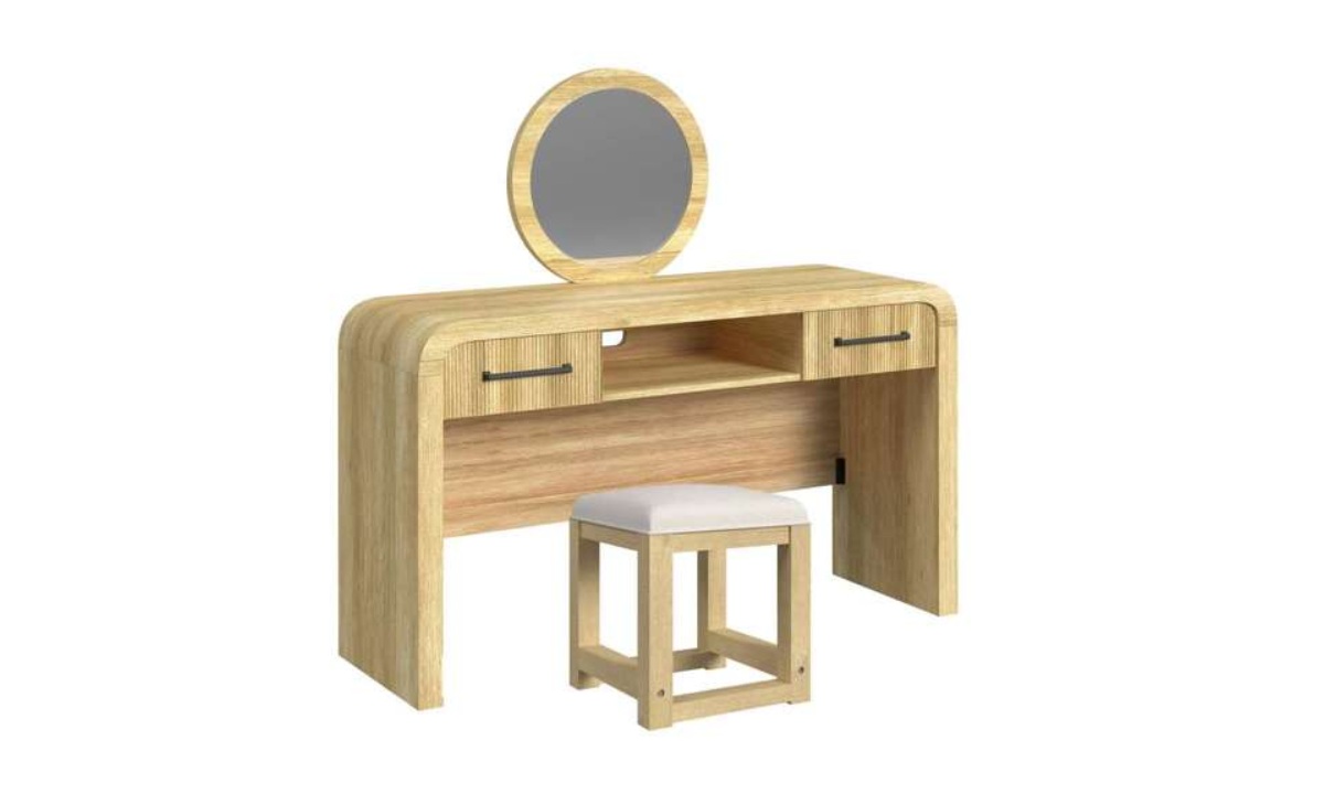 Ridgemont Dressing Table w/Stool - Natural - Image 2