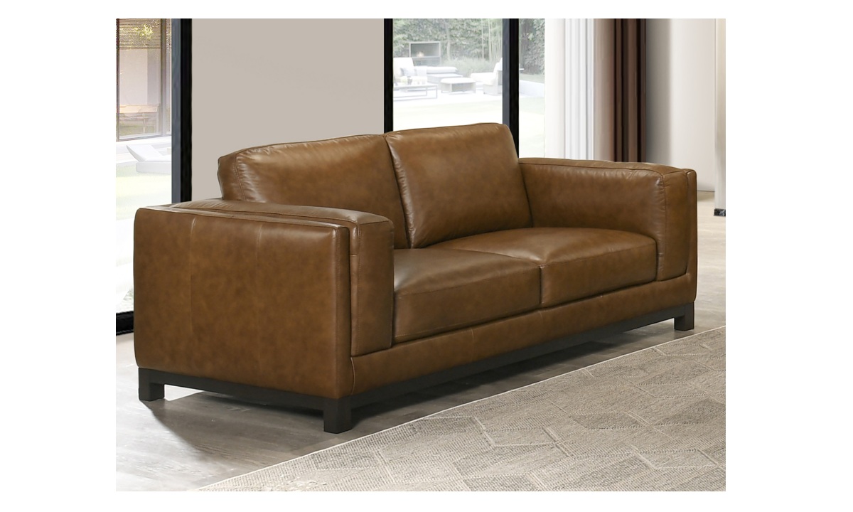 Sayer Leather Loveseat - Brown