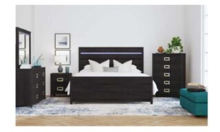 6 PC Tobias Bedroom Set w/LED - Black