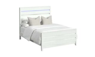 Tobias Double Bed w/LED - White