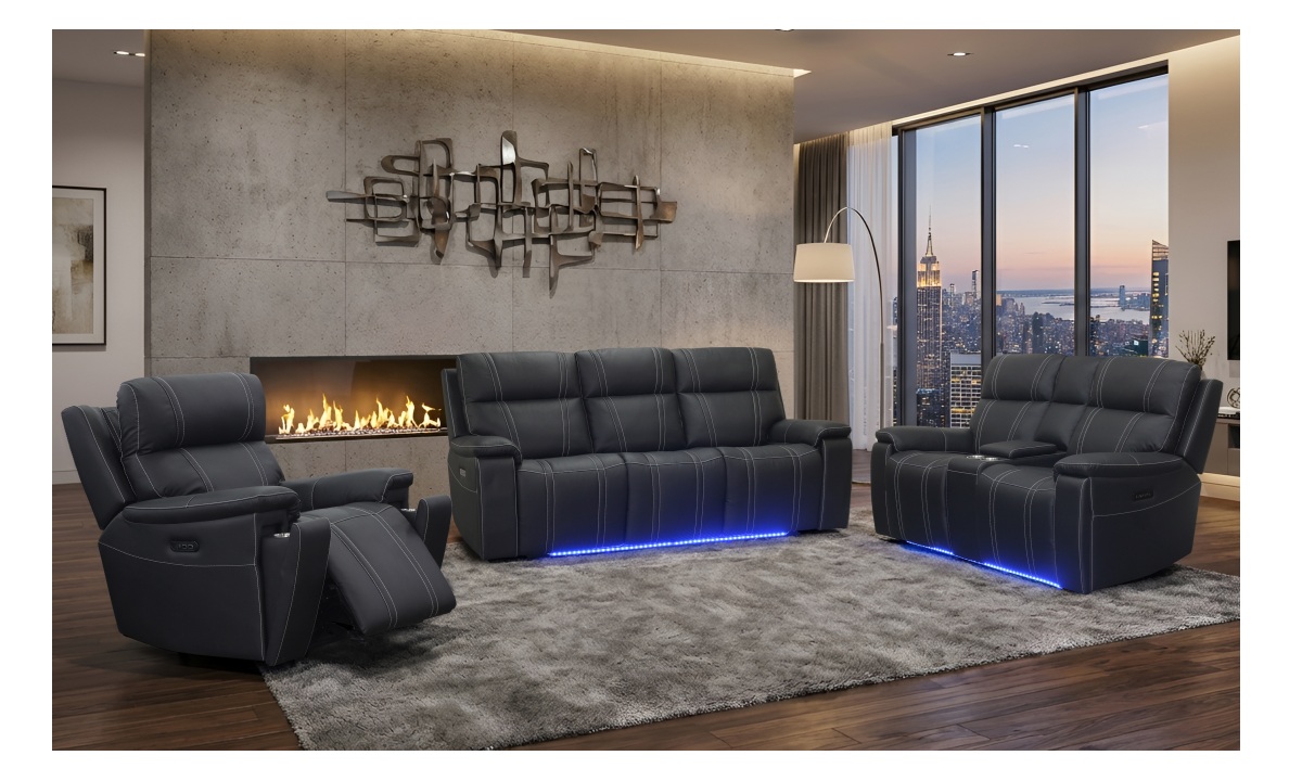 *Hartley Power Sofa - Black - Image 2