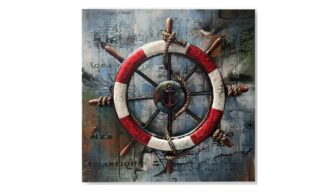 Ships Wheel Life Preserver (3D Metal Painting) - SDC98540
