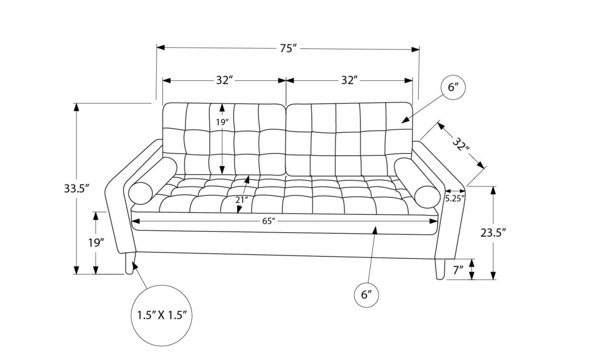 **Sofa - Black PU (8J13A95) - Image 3