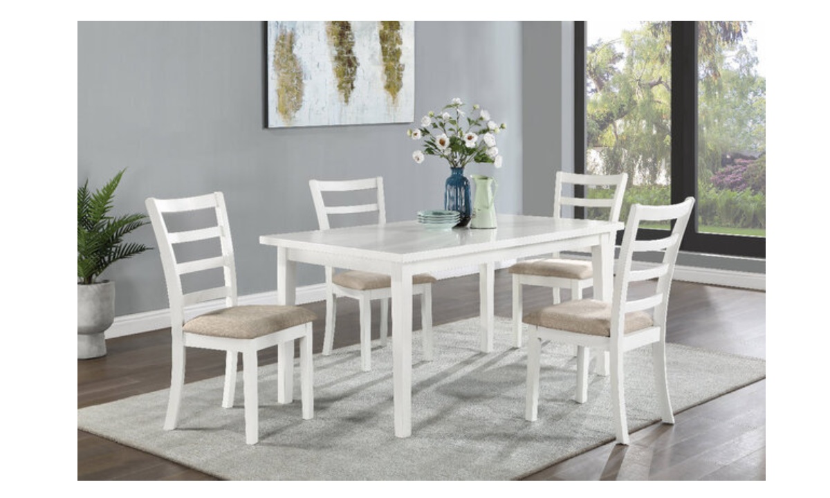 7 Piece Emma Rectangle Dining Set - White