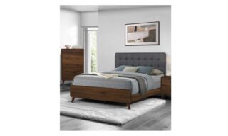 Queen Bed - Grey Fabric/Walnut Finish (I 5230Q)