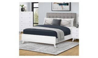 Queen Bed - Grey Fabric/White Oak Finish (I 5290Q)