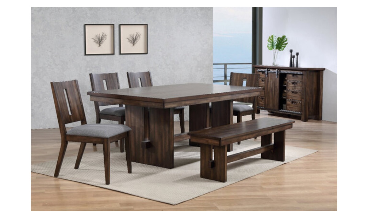6 Piece Khols Rectangle Dining Set - Dark Walnut