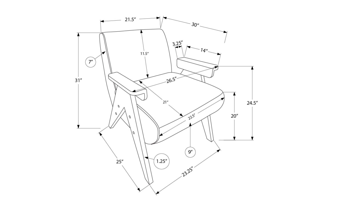 Accent Chair - Blue Fabric/Walnut Wood (I 8313) - Image 3