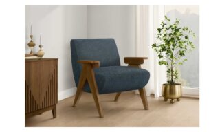 Accent Chair - Blue Fabric/Walnut Wood (I 8313)